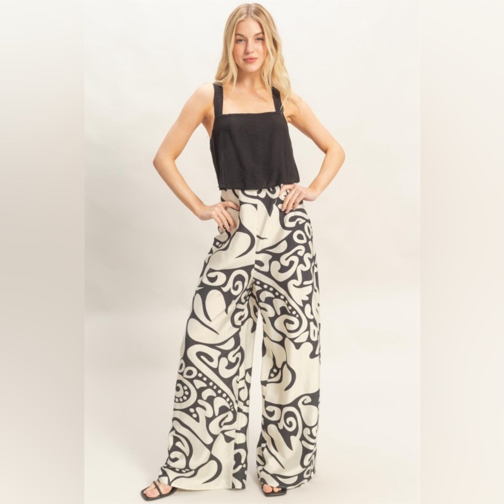 Strapless Print Jumpsuit|Black